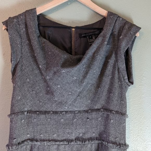 Marc by Marc Jacobs Gray Wool Clip Dot Mini Dress Size 6 - Picture 2 of 9